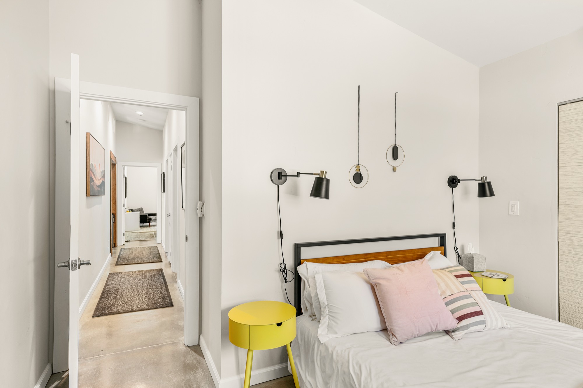 Guest bedroom with garden views